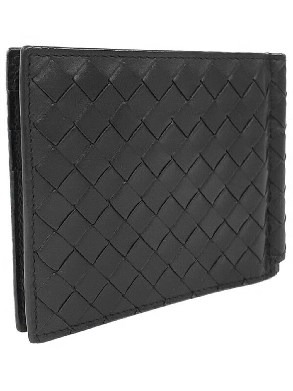 Bottega Veneta Money fold Bi Short Intrecciato Clip Wallet Black
